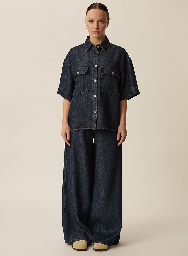 Chemise Des Petits Hauts Loice en denim foncé