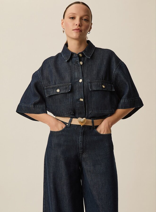 Chemise Des Petits Hauts Loice en denim foncé