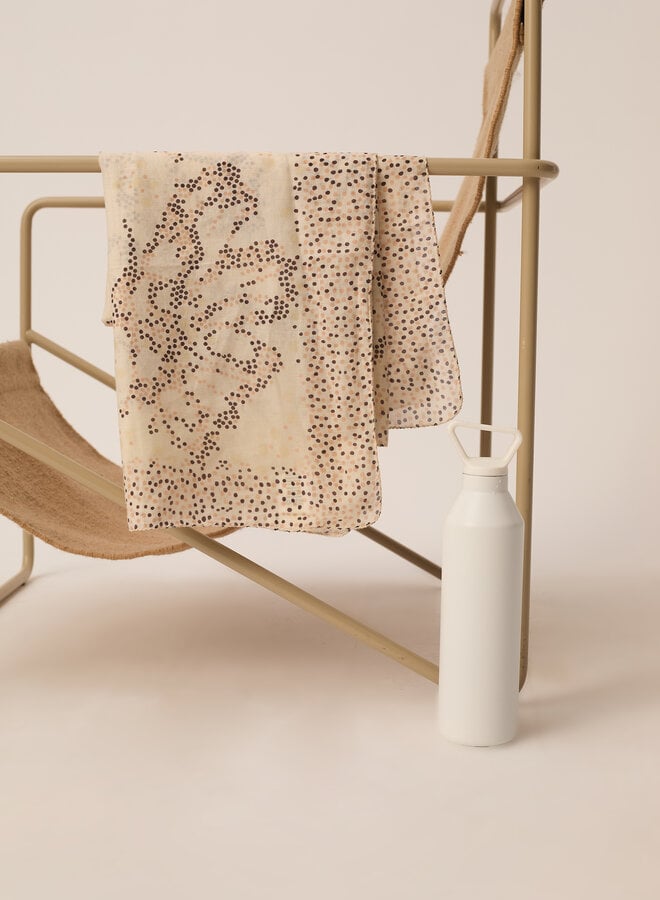 Foulard Des Petits Hauts Nabinette écru imprimé pois brun terre & beiges