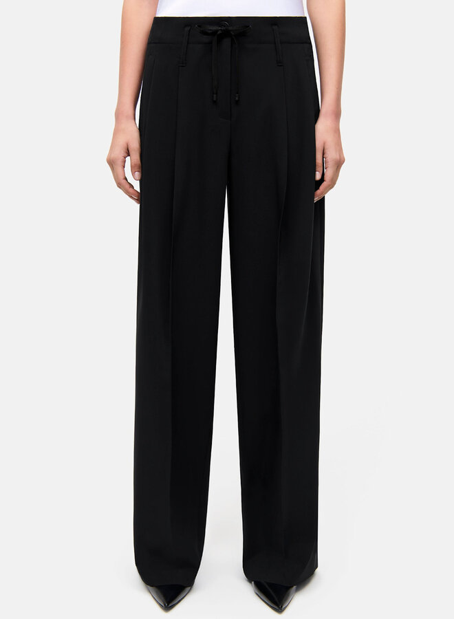 Pantalon Cambio Addison à taille ajustable avec cordon & jambes larges noir