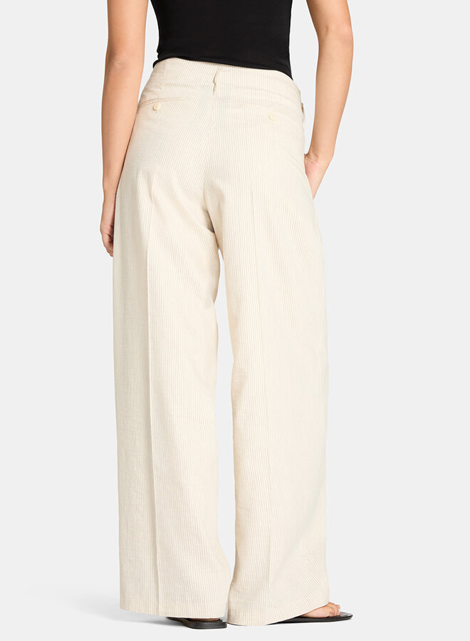 Pantalon Cambio Addison à taille ajustable avec cordon & jambes larges écru rayé noir