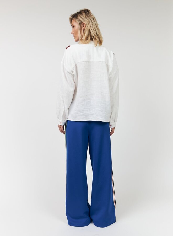 Blouse Lollys Laundry Scottie crème à broderies palmiers & ananas