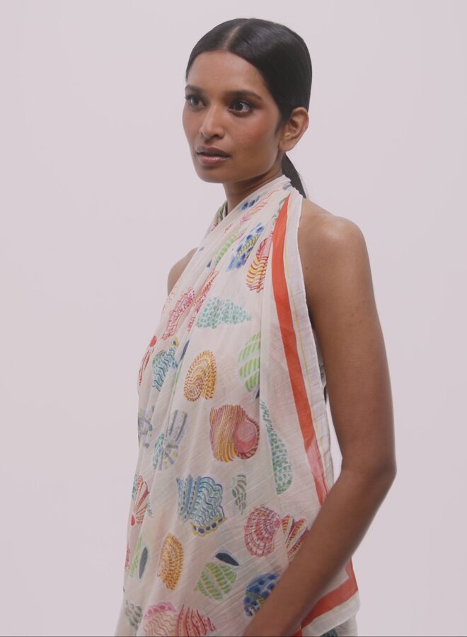 Foulard sarong Echo Sea Shells rouge multi