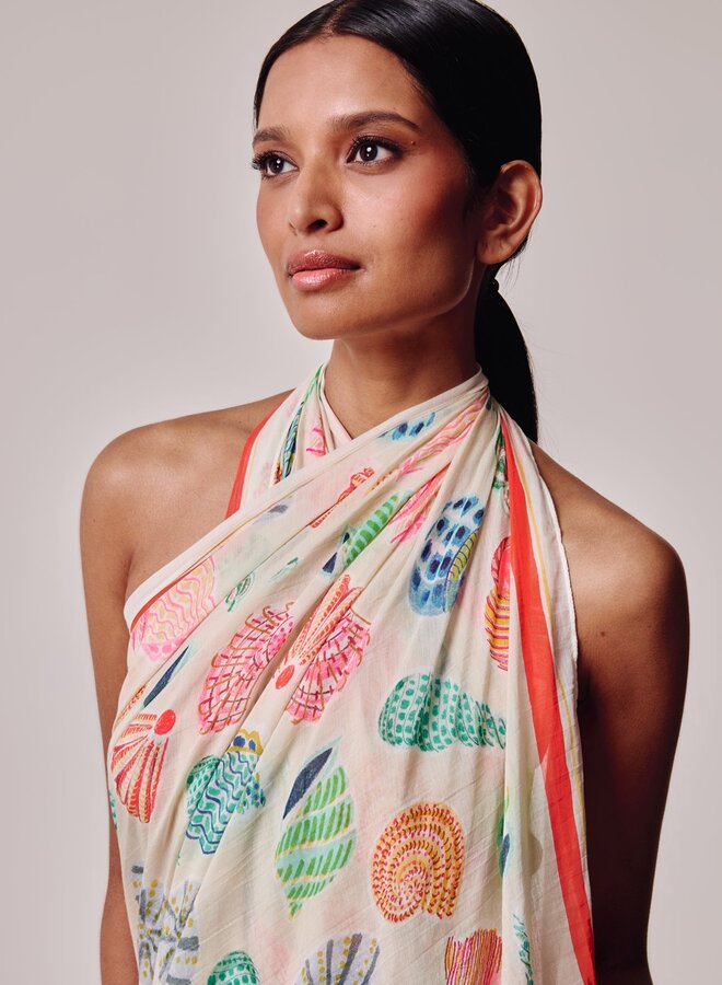 Foulard sarong Echo Sea Shells rouge multi