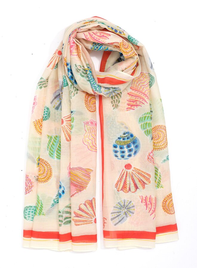 Foulard sarong Echo Sea Shells rouge multi