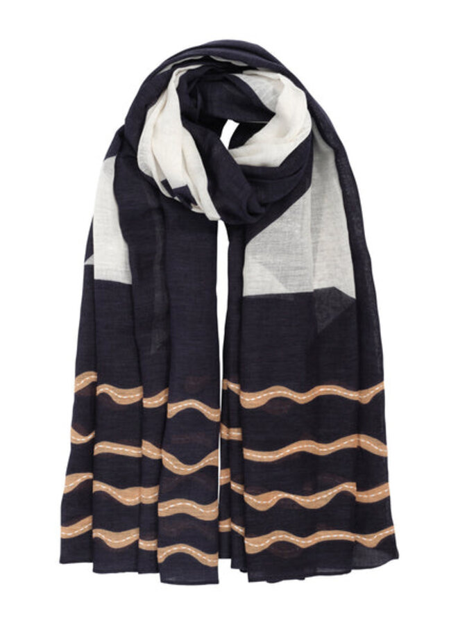 Foulard sarong Echo Catch of the Day noir & crème