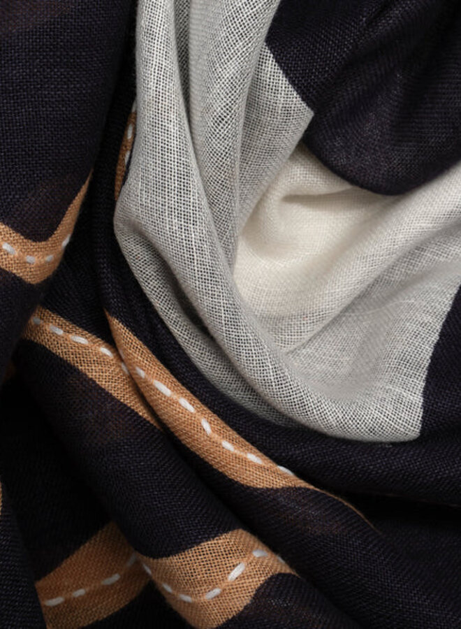 Foulard sarong Echo Catch of the Day noir & crème