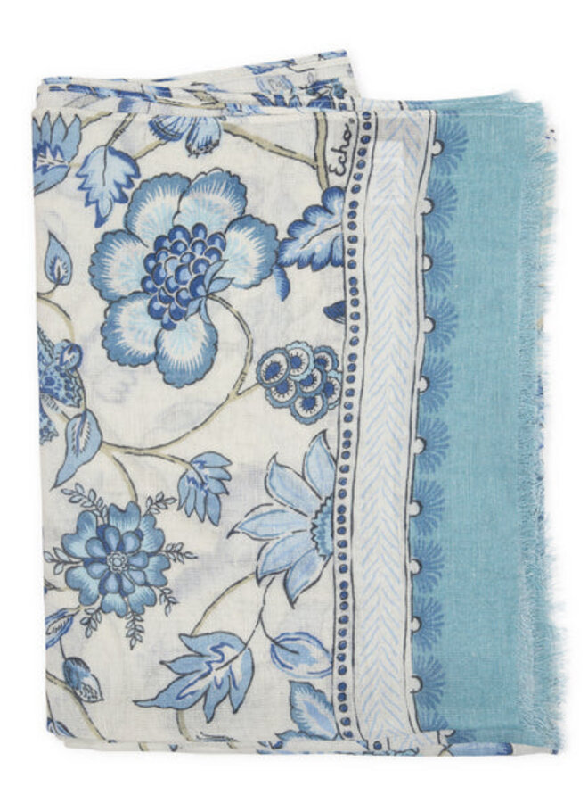 Foulard wrap Echo Tree of Life bleu chambray