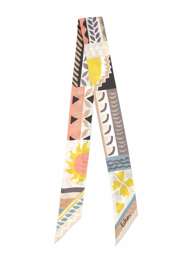 Foulard de tête Echo Coastal Collage beige & jaune multi