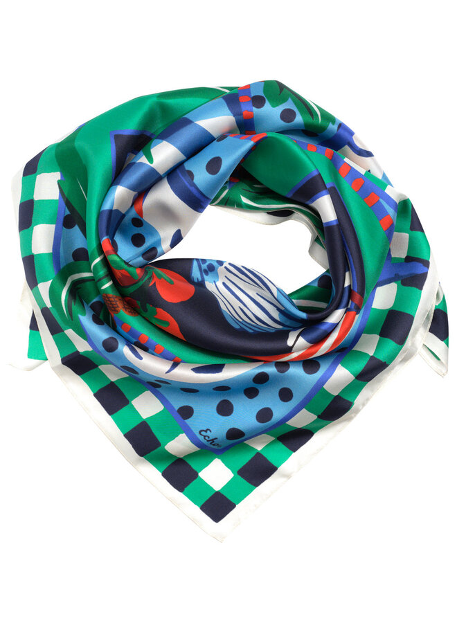 Foulard carré Echo Beach Picnic bleu & vert multi