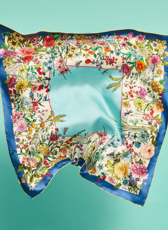 Foulard carré Echo Summer Bounty fleuri rouge & bleu multi