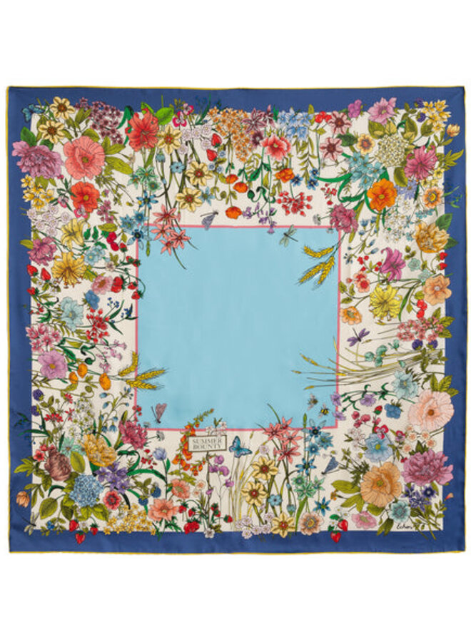 Foulard carré Echo Summer Bounty fleuri rouge & bleu multi