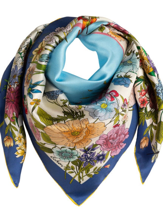 Foulard carré Echo Summer Bounty fleuri rouge & bleu multi
