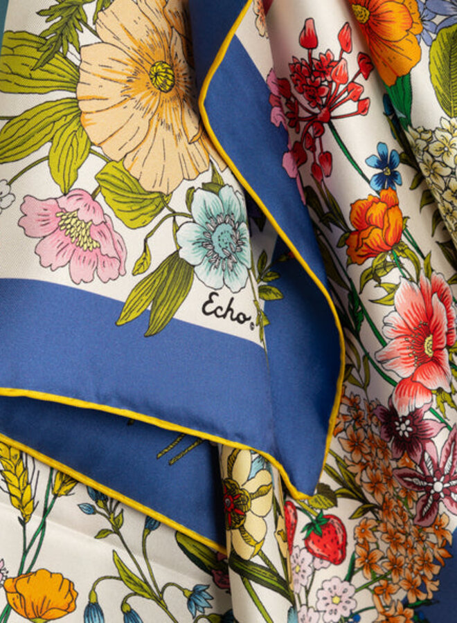 Foulard carré Echo Summer Bounty fleuri rouge & bleu multi