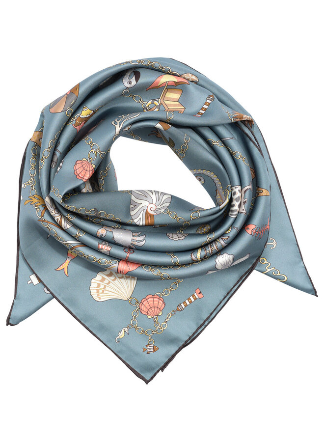 Foulard carré Echo Charmed Life gris imprimé marin rose & jaune multi