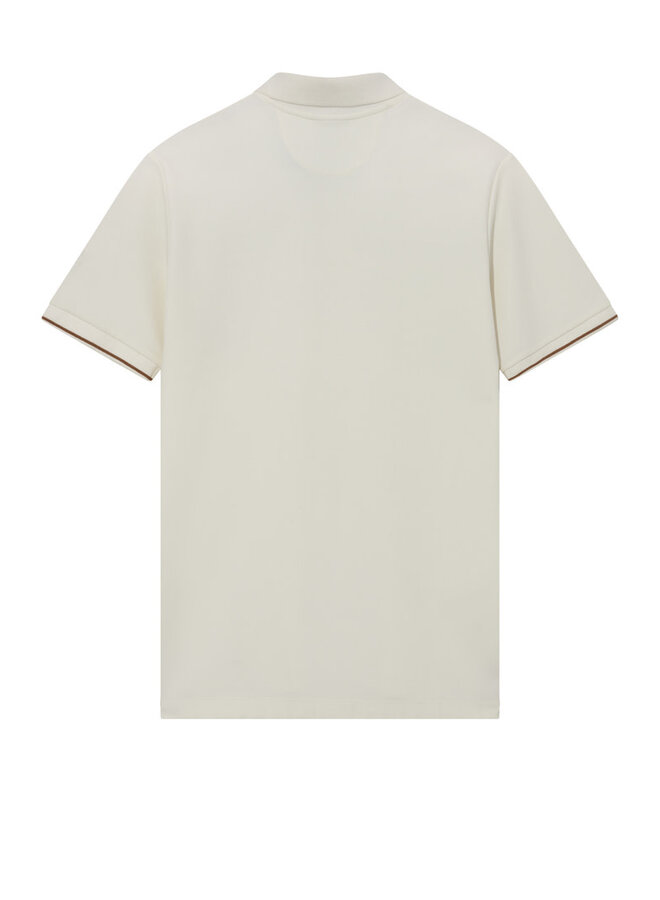 Polo Mos Mosh Gallery Harvey écru avec bordures brun coconut & bleue