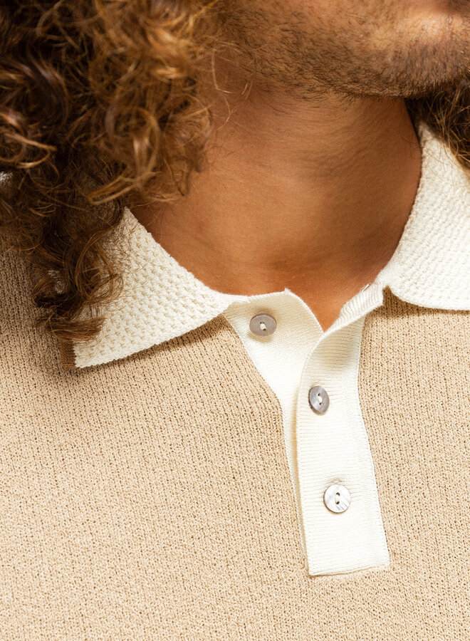 Polo Mos Mosh Gallery Francesco en tricot beige dune