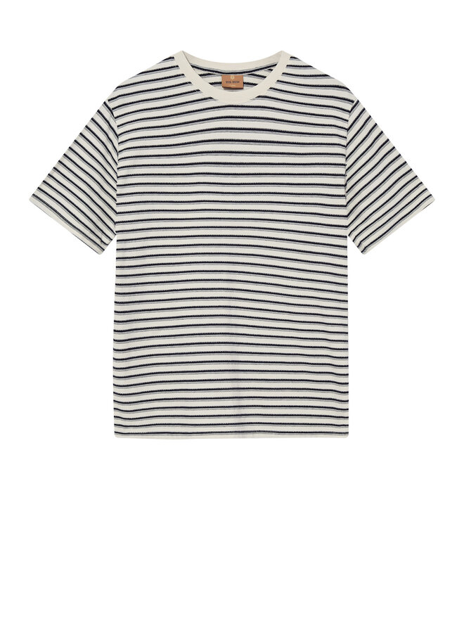 T-shirt Mos Mosh Gallery Dani Stripe rayé écru & bleu marine