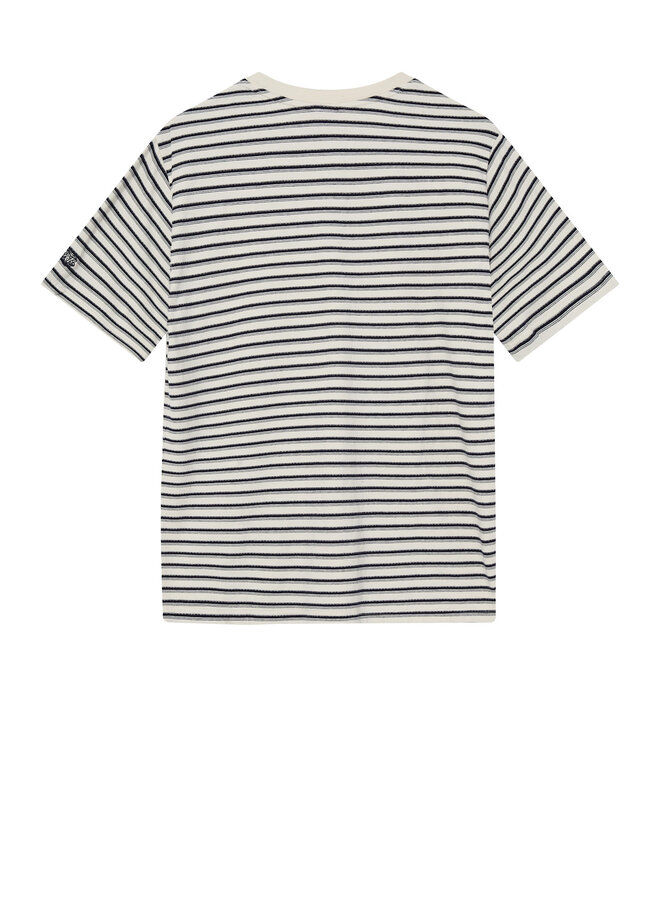 T-shirt Mos Mosh Gallery Dani Stripe rayé écru & bleu marine