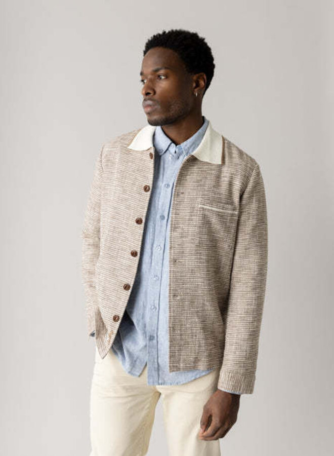 Jacket Mos Mosh Gallery Ballard à col classique en tweed brun coconut & écru