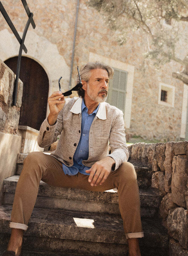 Jacket Mos Mosh Gallery Ballard à col classique en tweed brun coconut & écru