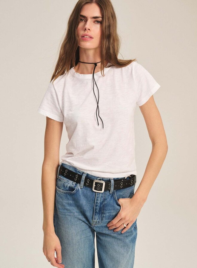 T-shirt Velvet Originals Marika en coton slub blanc