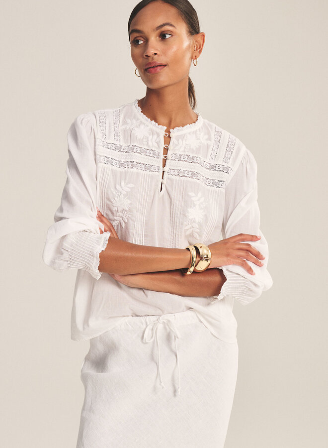 Blouse Velvet Byrdie à dentelle blanche