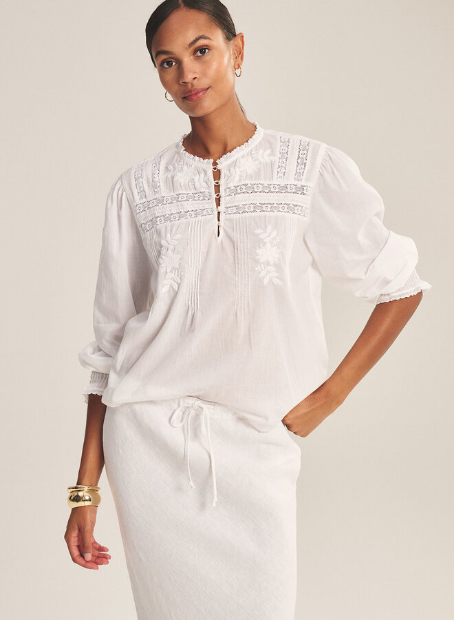 Blouse Velvet Byrdie à dentelle blanche