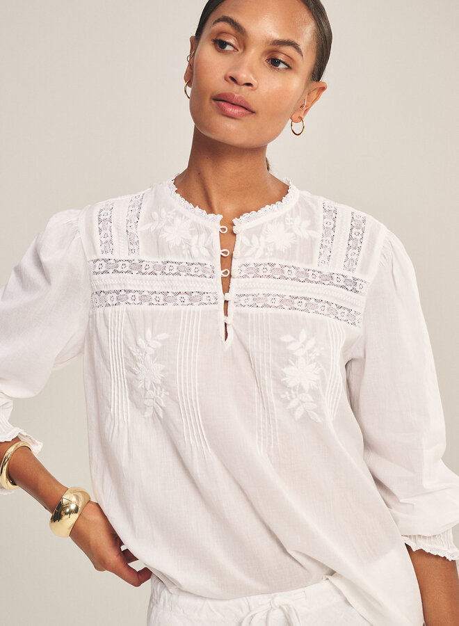 Blouse Velvet Byrdie à dentelle blanche