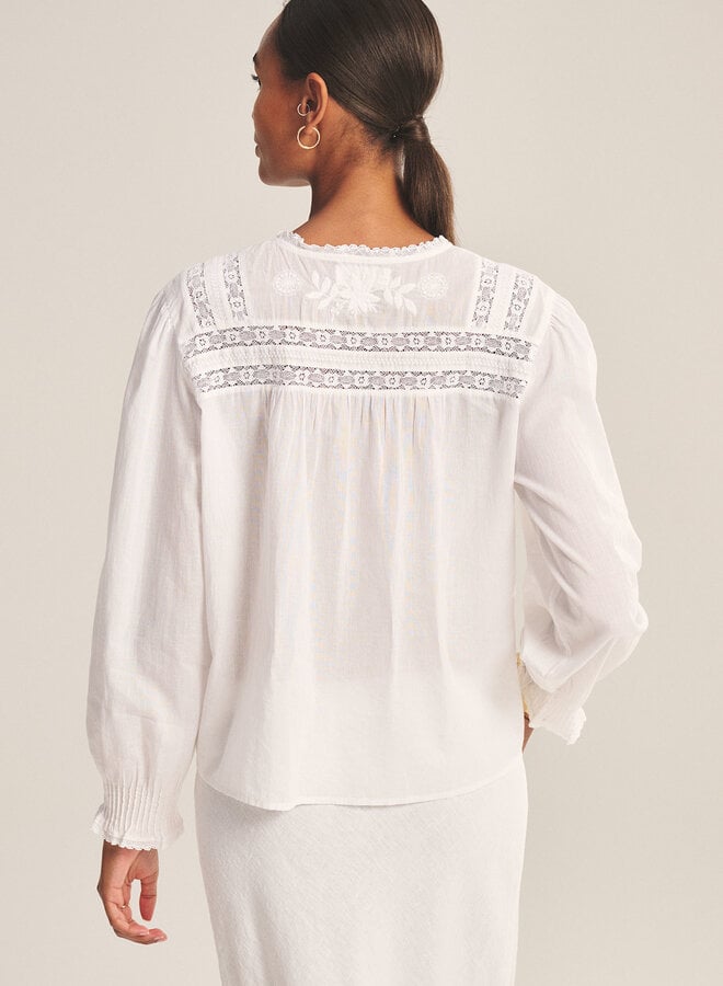 Blouse Velvet Byrdie à dentelle blanche