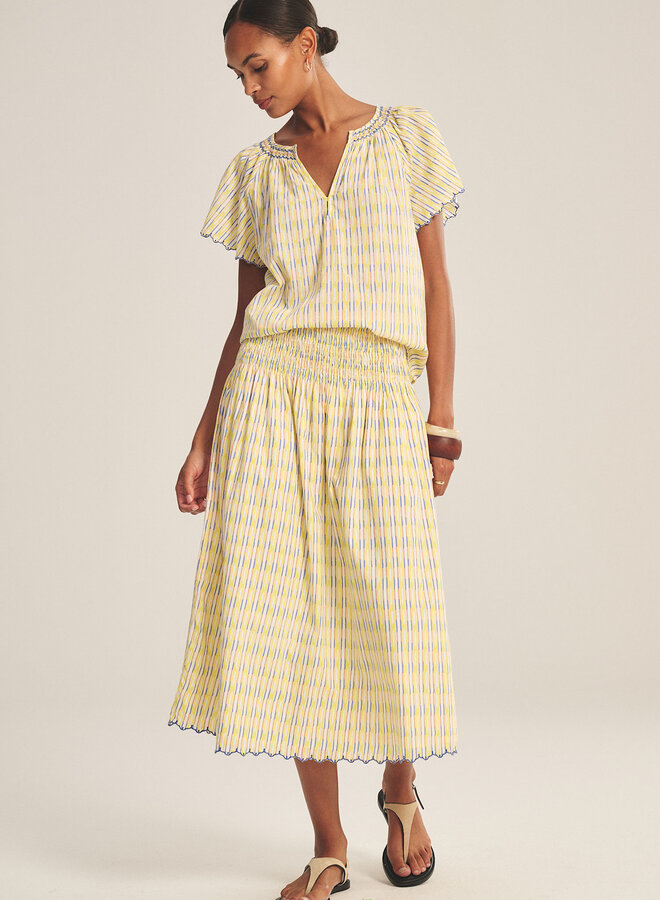 Jupe midi Velvet Deborah imprimée jaune