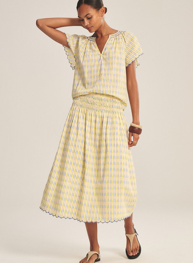 Jupe midi Velvet Deborah imprimée jaune