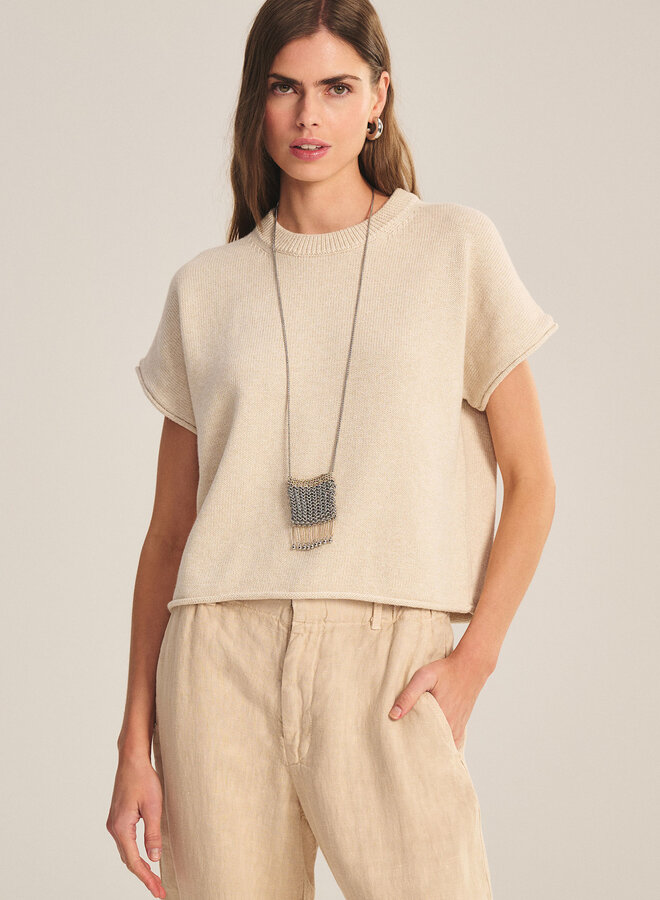 Tricot Velvet Keeny à col rond beige avoine