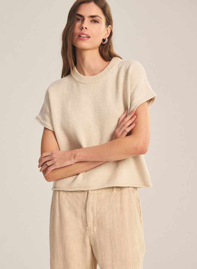 Tricot Velvet Keeny à col rond beige avoine