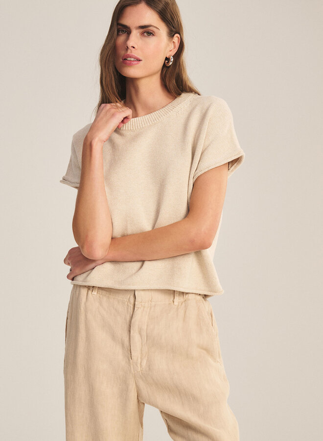 Tricot Velvet Keeny à col rond beige avoine