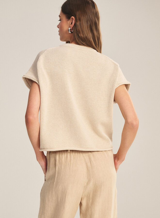 Tricot Velvet Keeny à col rond beige avoine