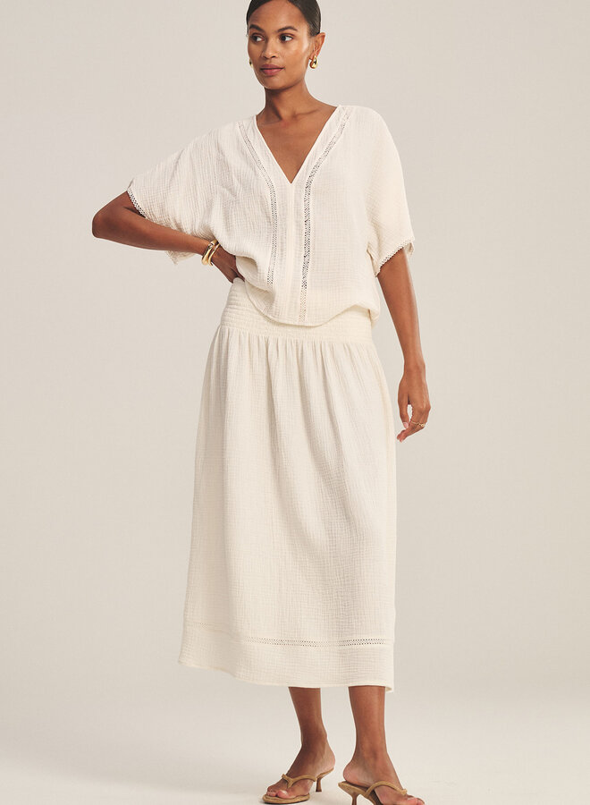 Jupe longue Velvet Mazie en coton froissé écrue