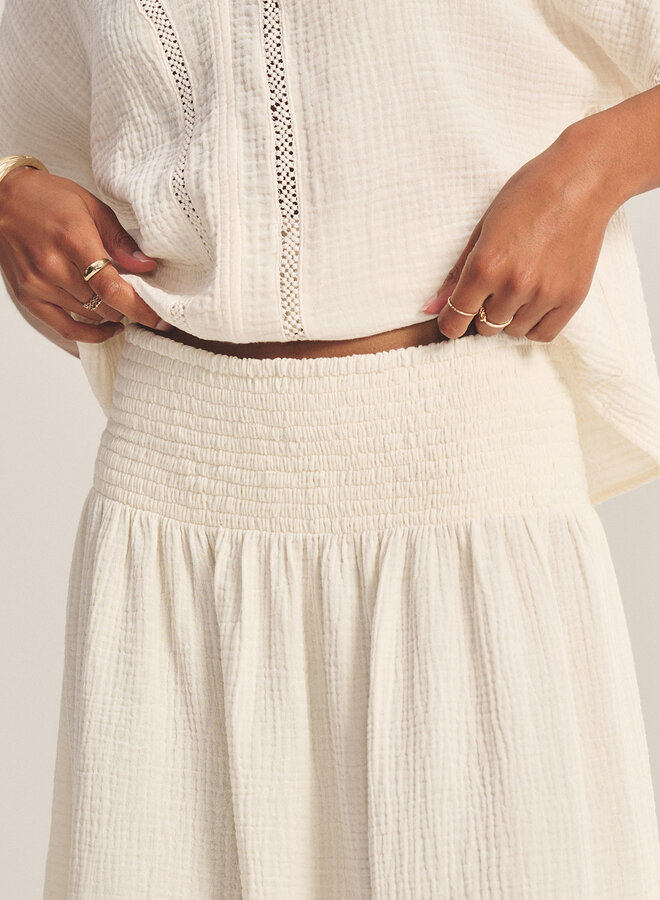 Jupe longue Velvet Mazie en coton froissé écrue