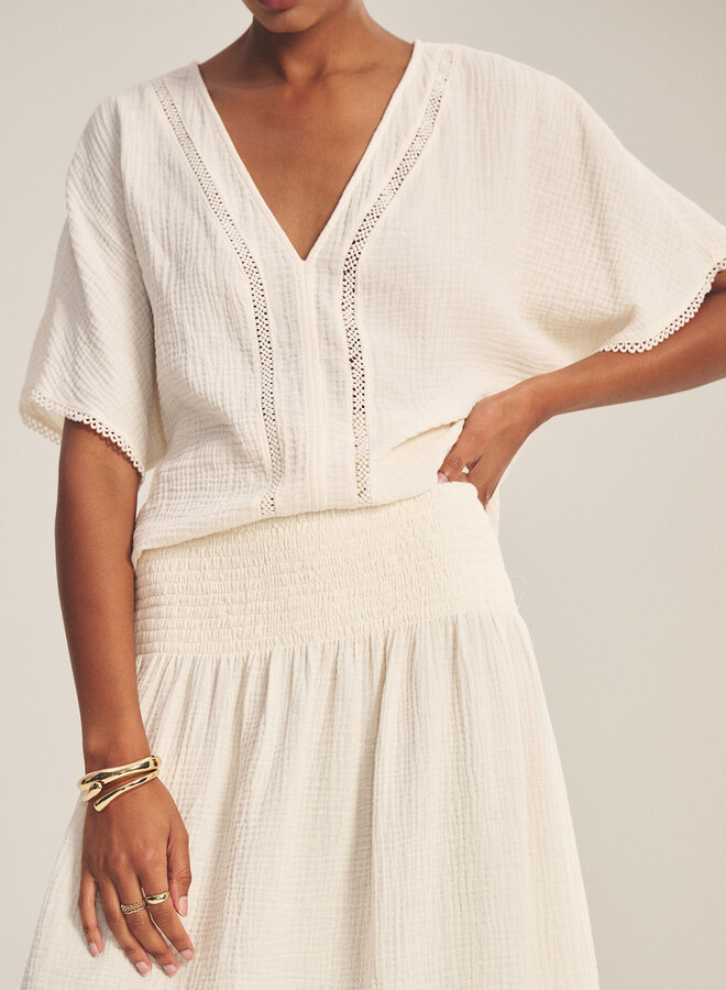 Jupe longue Velvet Mazie en coton froissé écrue