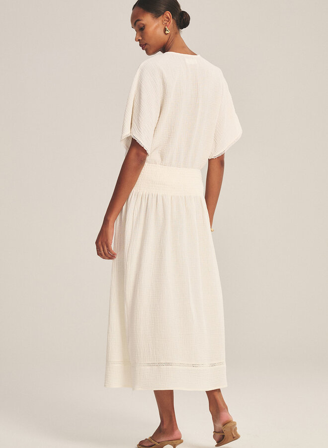 Jupe longue Velvet Mazie en coton froissé écrue