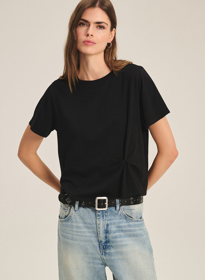 T-shirt Velvet Rhou avec plissé à la taille noir