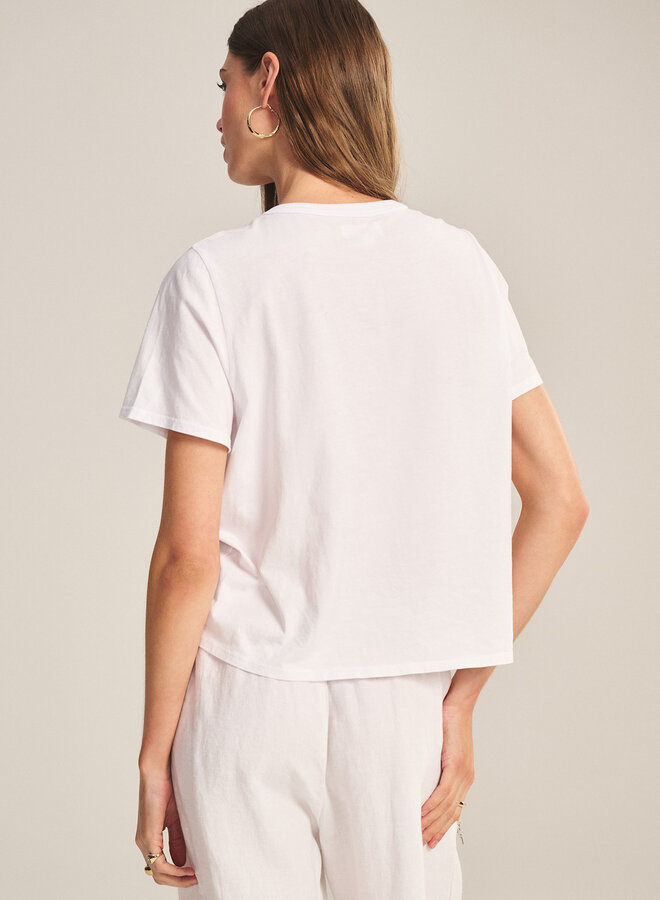 T-shirt Velvet Rhou avec plissé à la taille blanc