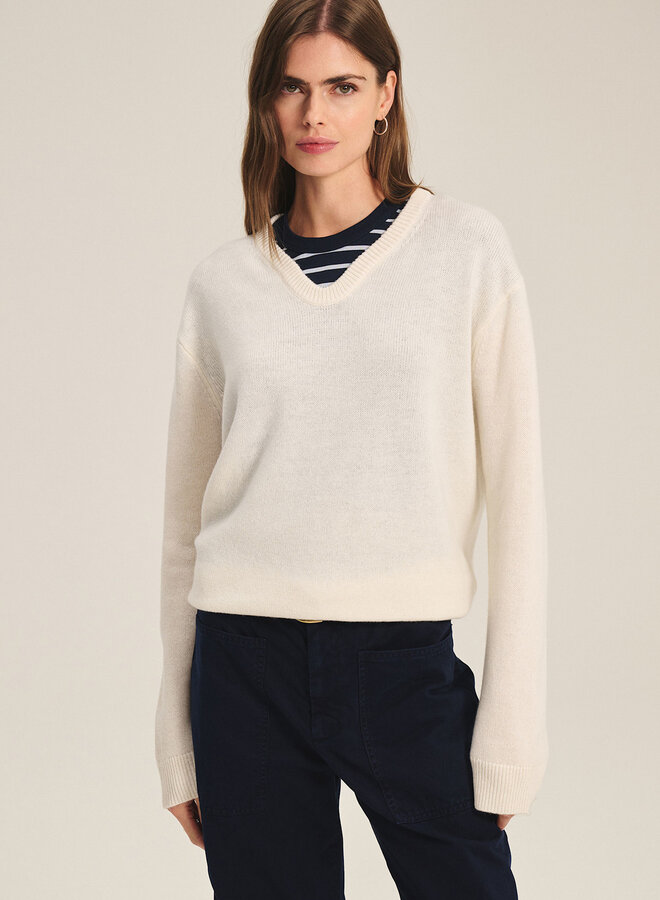 Tricot Velvet Sorrel à col V ivoire