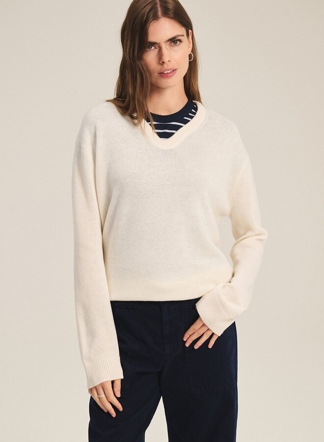 Tricot Velvet Sorrel à col V ivoire