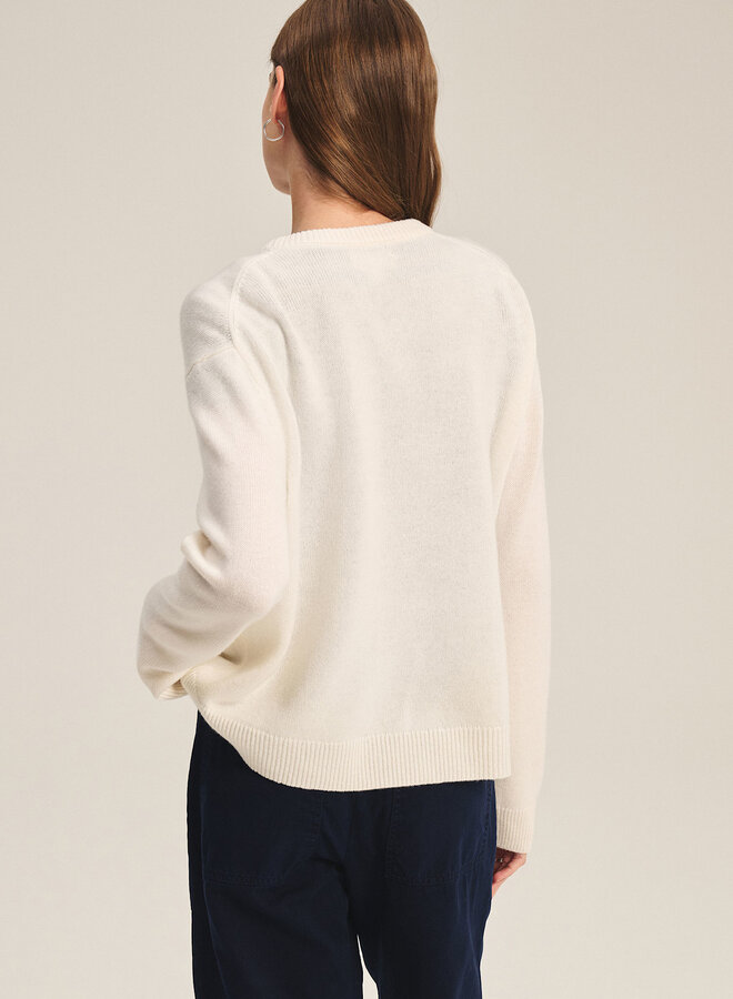 Tricot Velvet Sorrel à col V ivoire