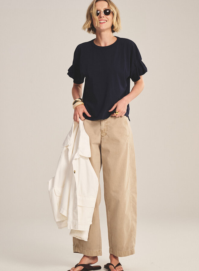 T-shirt Velvet Tae avec plissé sur manches bleu marine