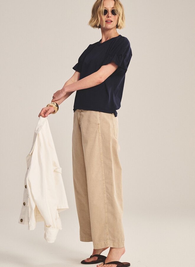 T-shirt Velvet Tae avec plissé sur manches bleu marine