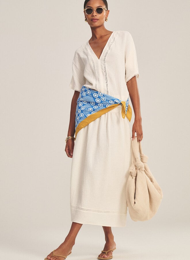 Blouse Velvet Verna en coton froissé écrue