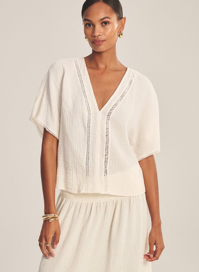 Blouse Velvet Verna en coton froissé écrue