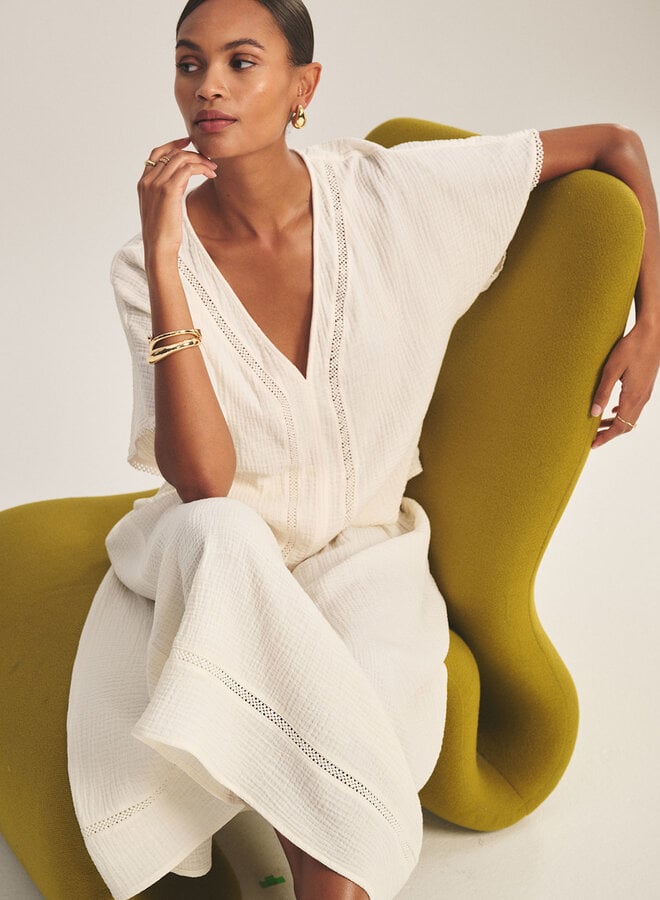 Blouse Velvet Verna en coton froissé écrue